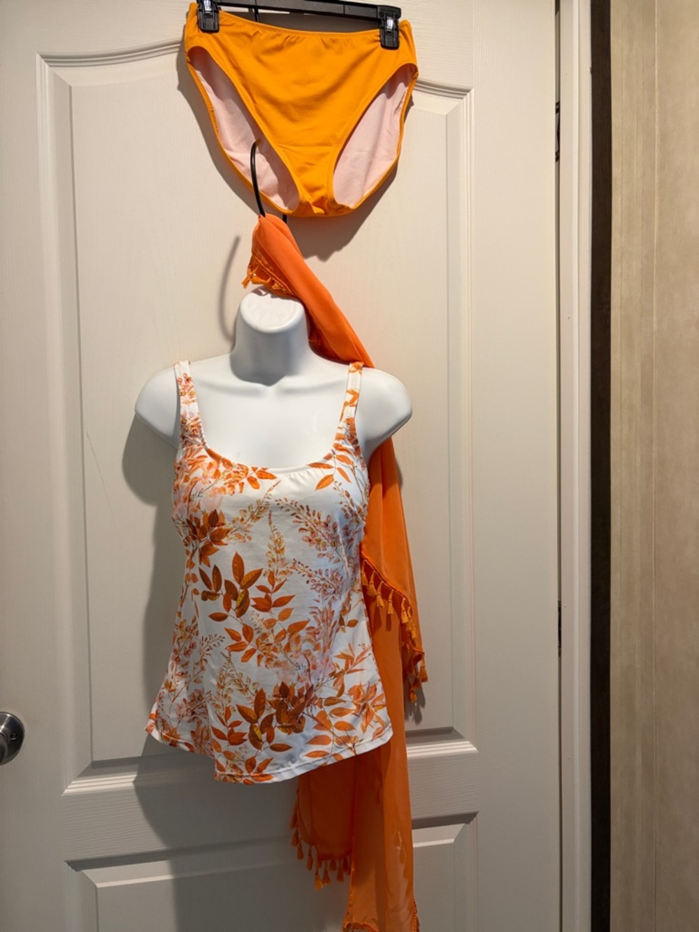 Gottex Orange and White Floral Swim Sarong Set